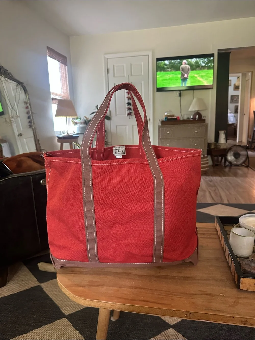 Vintage L.L. Bean Rust red brown trim boat and tote Canvas no holes or rips - Picture 3 of 7